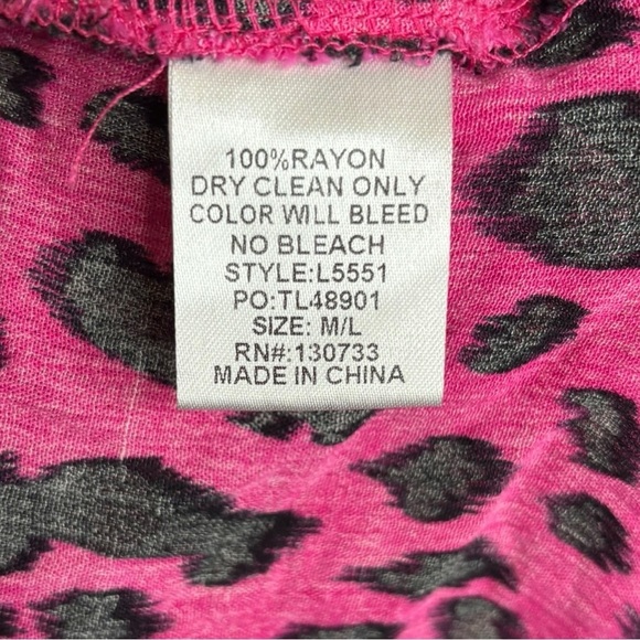 Umgee Oversized Boho Fringe Fuchsia Animal Print Tie Waist Wrap - Picture 7 of 11